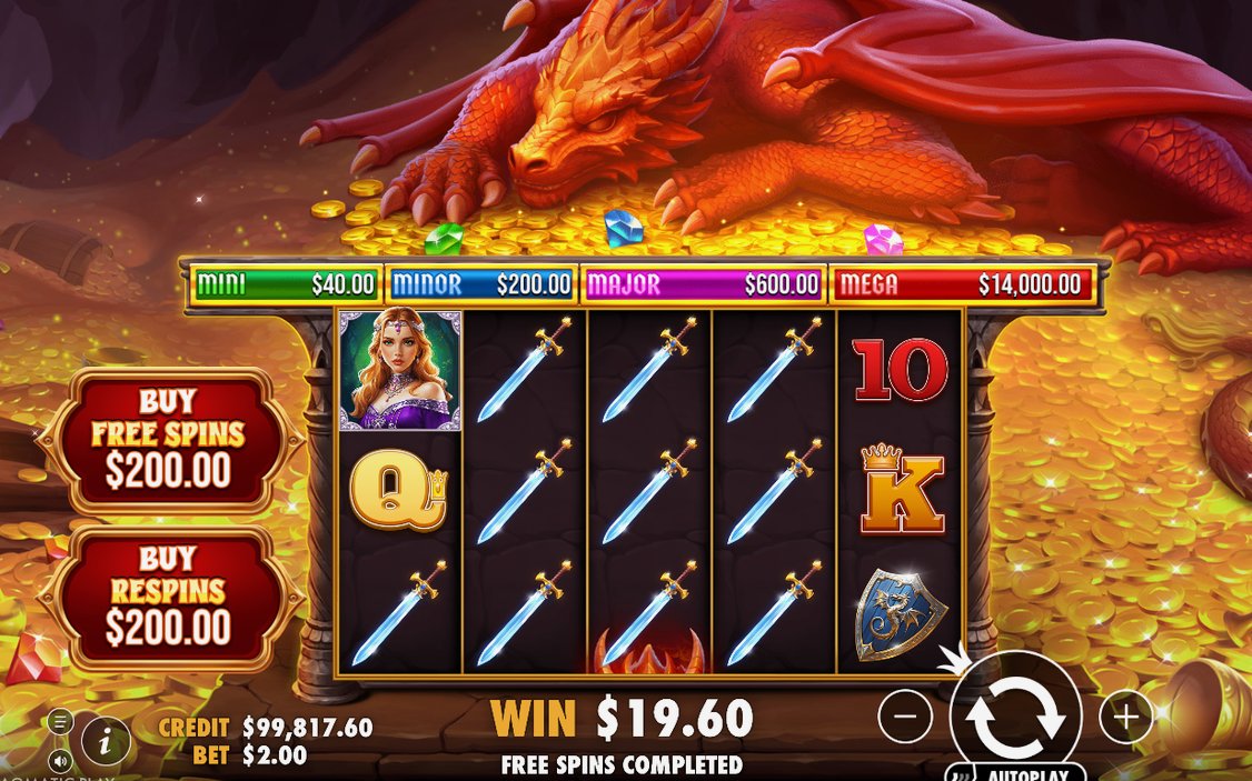 Win screen showing the payout for a winning line