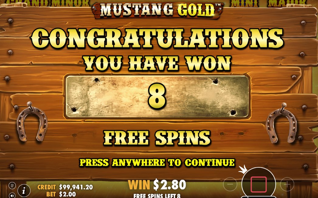 Free Spins screen with special reels