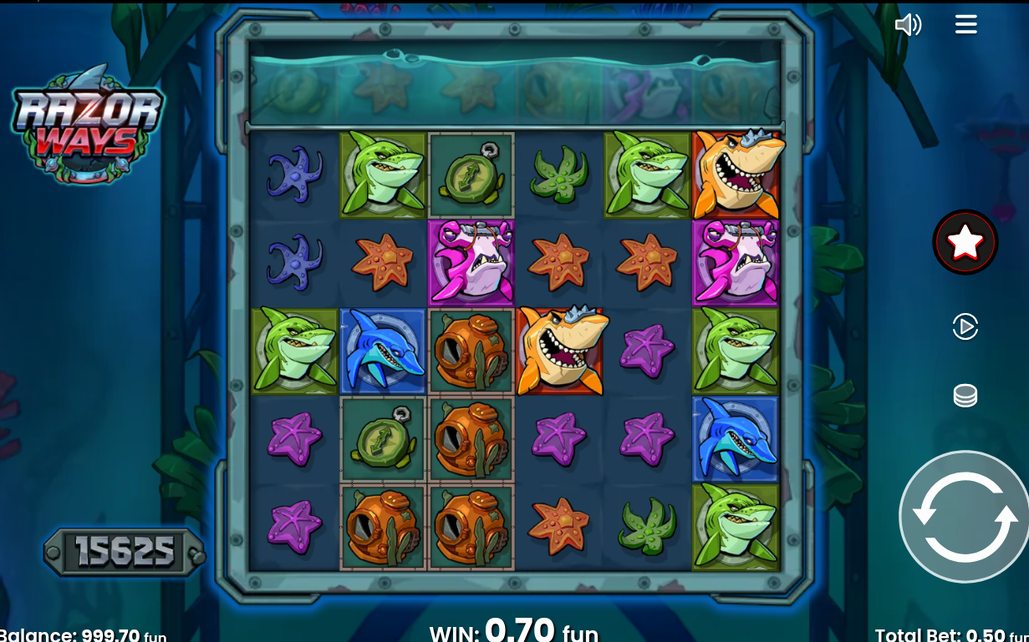 Base game grid with symbols paying from reel 1